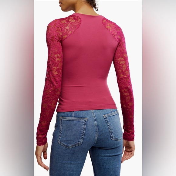 No Excuses Lace long Sleeve NWOT sangria - Picture 3 of 8